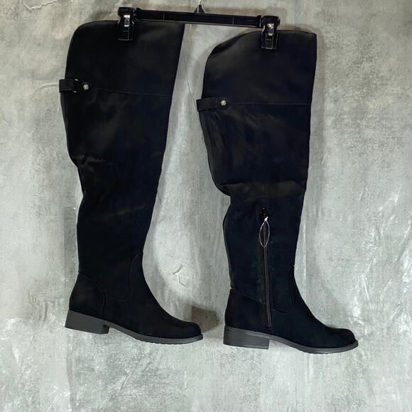 SUN+STONE Women's Black Micro Allicce Wide-Calf Over-The-Knee Boots SZ 6.5WC - Picture 1 of 10